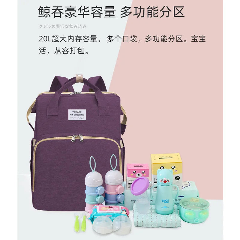 Dual-Use Folding Mummy Bag – Large Capacity Maternal & Infant Backpack