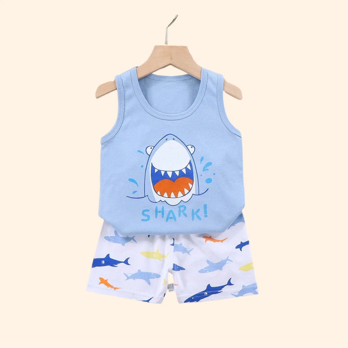 2PCS Kids Summer Outfit – Cotton Sleeveless T-Shirt & Shorts Set