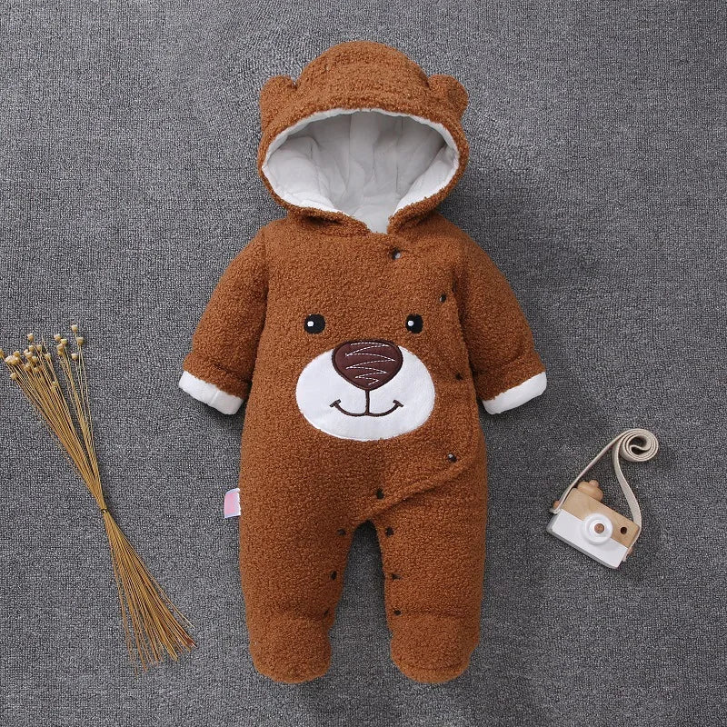 Winter Baby Footies – Warm Cotton Outfit for Newborns (3-12M)