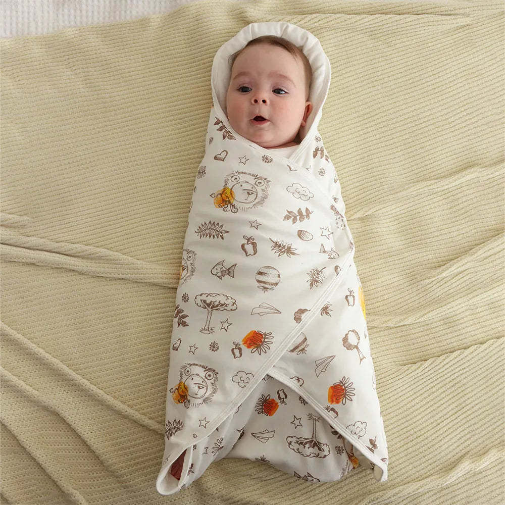 Newborn Swaddle Wrap – Cotton, Breathable, Head Protection
