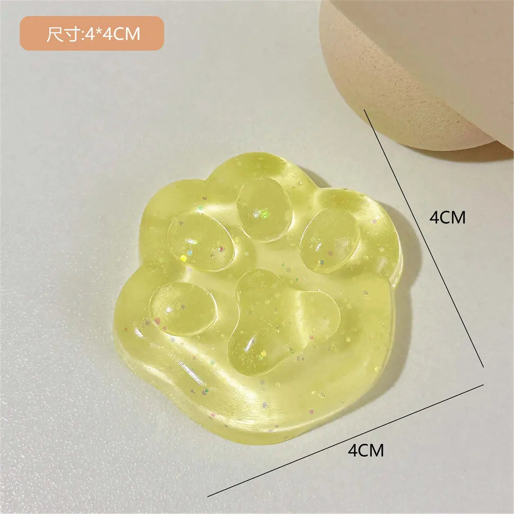 Kawaii Cat Paw Squishy – Soft Jelly Glitter Stress Relief Toy for Kids & Adults