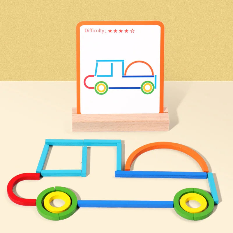 Wooden Sticks & Rings Puzzle – Montessori Educational Toy for Kids 3+
