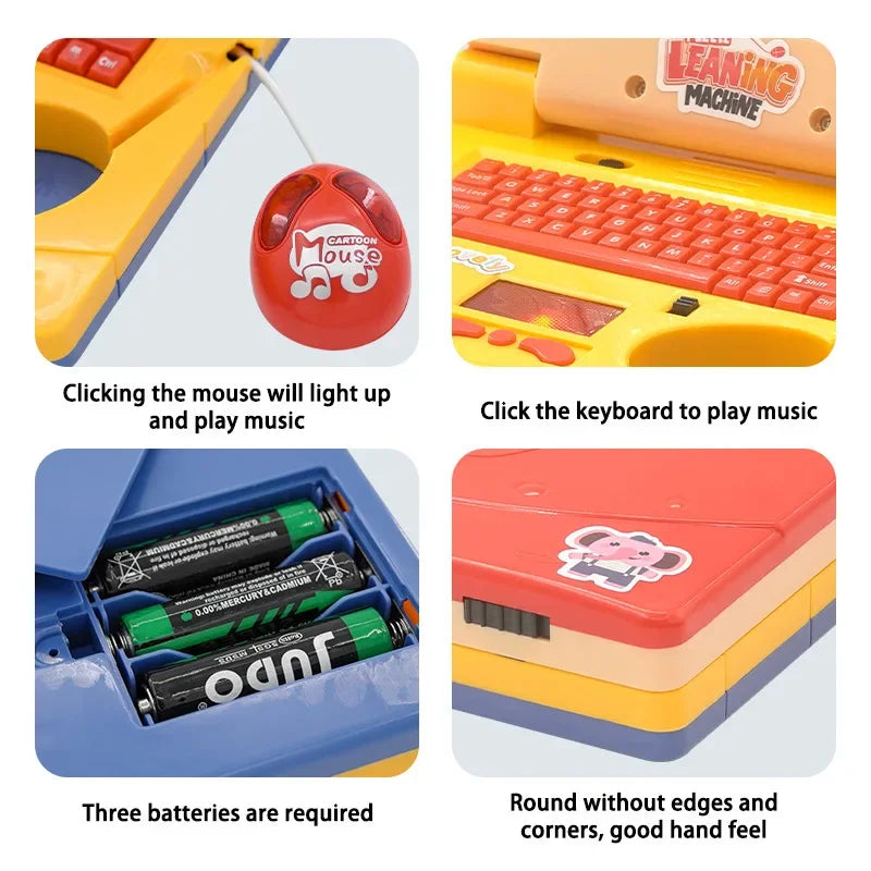 Mini Kids Laptop Toy – Light & Music Educational Cartoon Computer