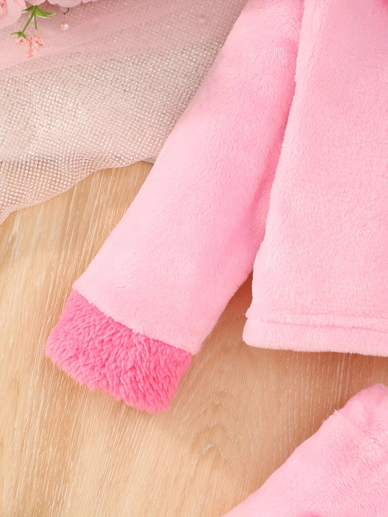 Japanese-Korean Style Pink Fluffy Skirt Suit – Soft & Warm Outfit