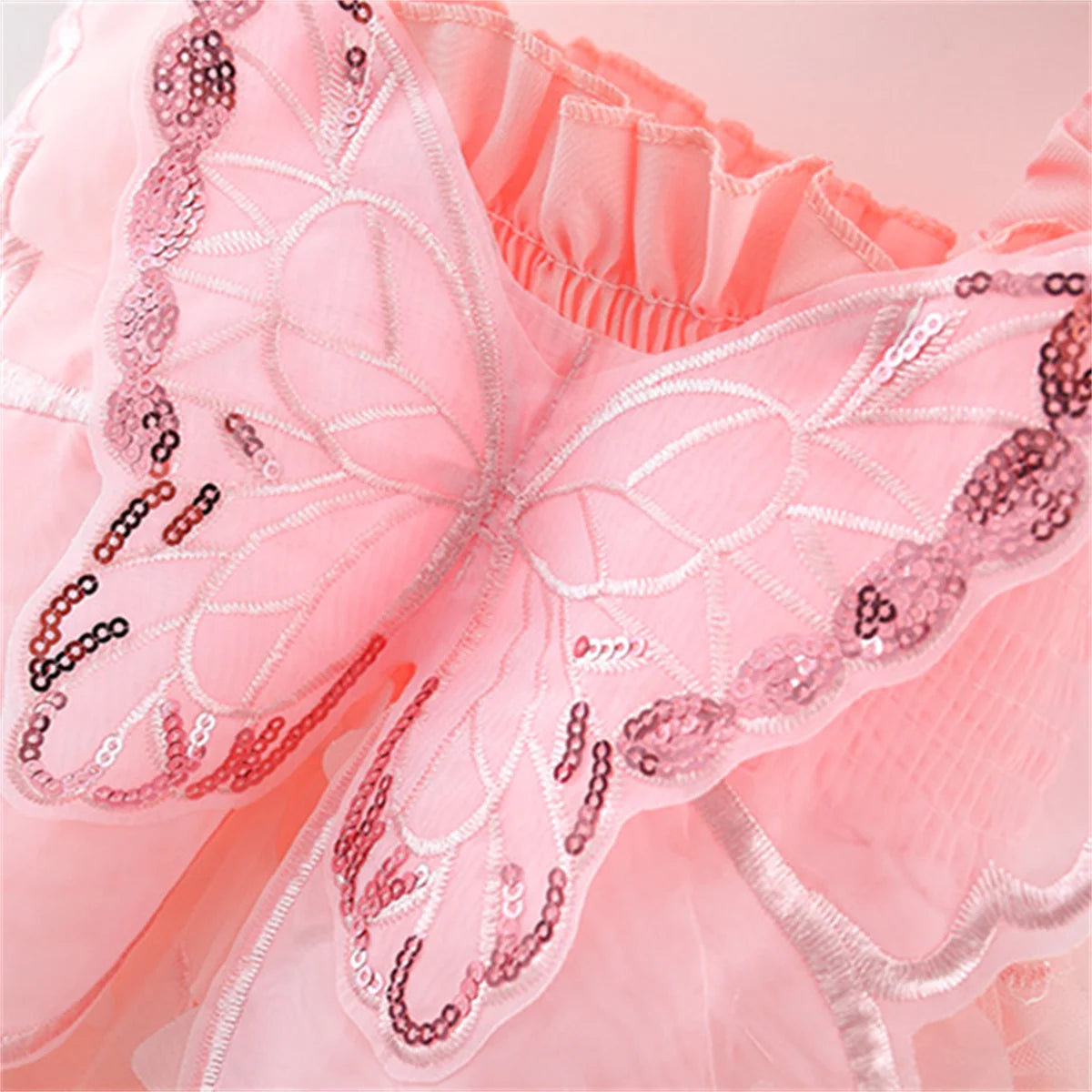 Baby Girl Princess Party Dress – Back Bow & Wing Embroidery Mesh Outfit (0-3Y)