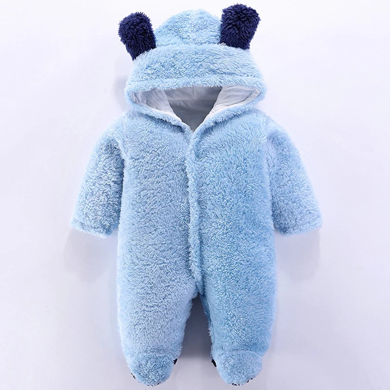 Winter Baby Romper – Hooded Ear Jumpsuit for Newborns with Long Sleeves