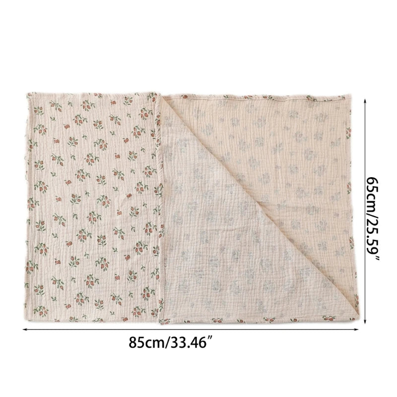 Cotton Muslin Baby Swaddle Blanket – Solid & Floral Print, Soft Newborn Crinkle Fabric, Stroller Cover