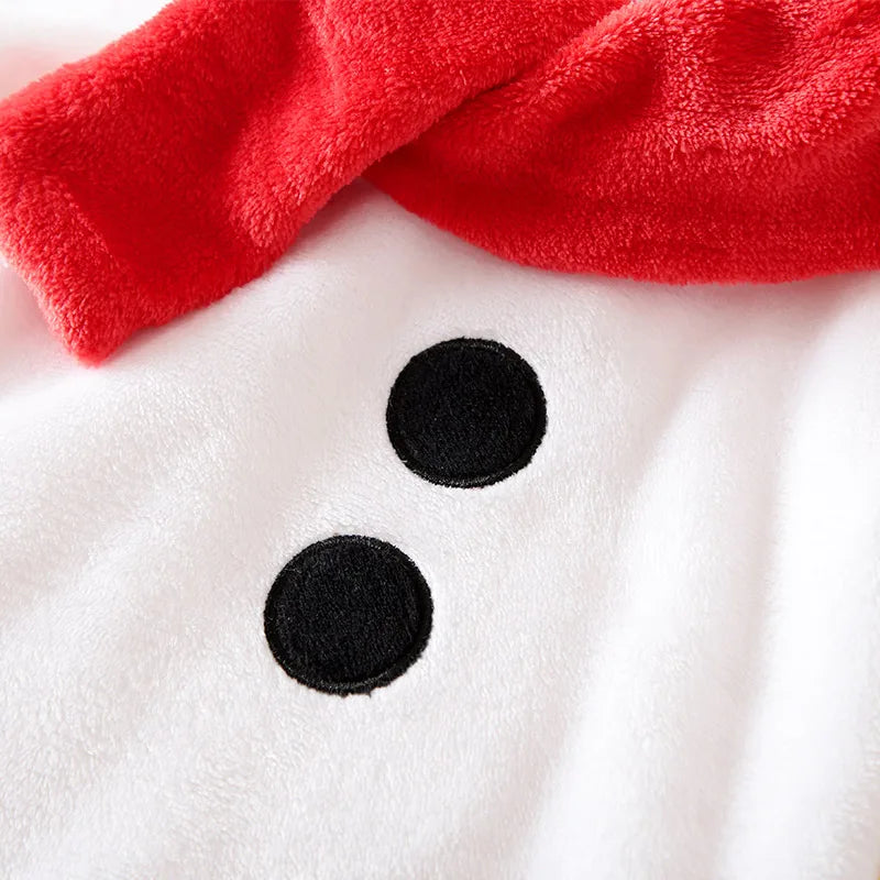 Christmas Snowman Baby Jumpsuit – Flannel Long Sleeve Outfit (0-18M)