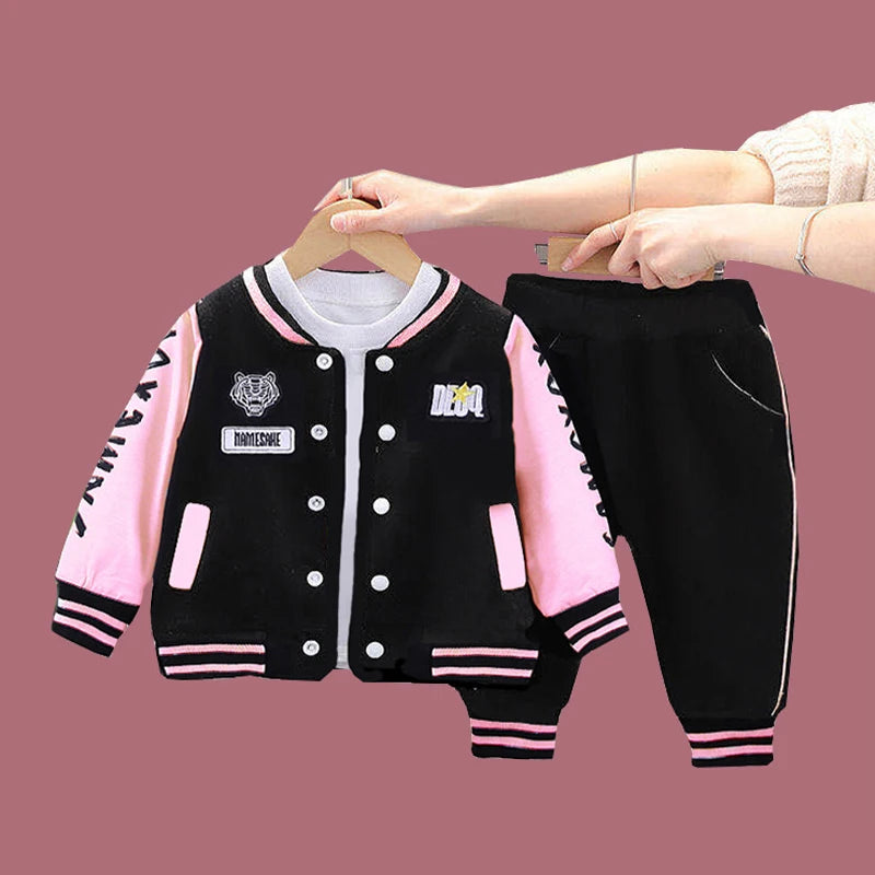 Baby Boy Outfit – Cartoon Tiger Baseball Jacket & Pants Set (1-5Y)