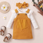 Baby Girl Outfit – Floral Ruffles Romper & Corduroy Dress (0-18M)