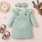 Baby Girl Outfit – Floral Ruffles Romper & Corduroy Dress (0-18M)