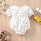 Baby Girl Summer Romper – Short Sleeve, Doll Collar, Flower Print Jumpsuit