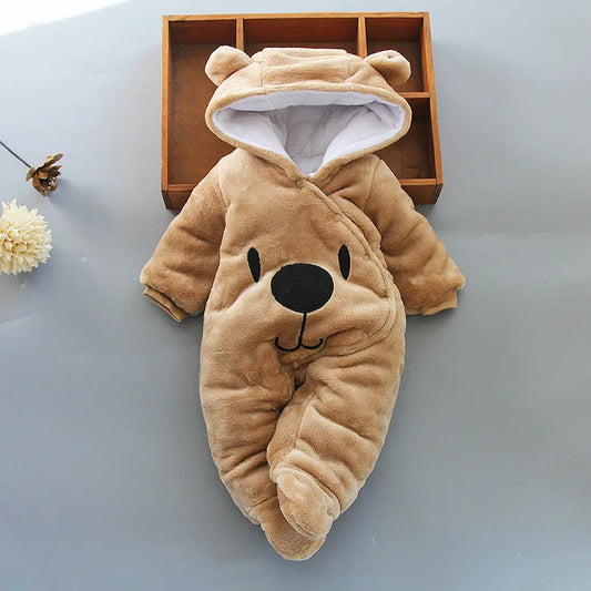 Winter Baby Footies – Warm Cotton Outfit for Newborns (3-12M)