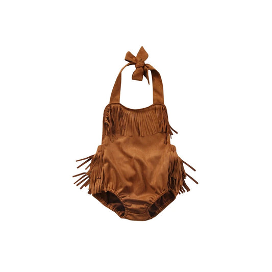 Summer Baby Girl Bodysuit – Sleeveless Tassel Playsuit (0-24M)