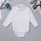 Baby Boy Formal Shirt – White Long Sleeve Jumpsuit for Weddings & Parties (Newborn)