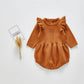 Baby Girl Knitted Bodysuit – Long Sleeve Ruffled Jumpsuit (Spring/Autumn)