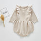 Baby Girl Knitted Bodysuit – Long Sleeve Ruffled Jumpsuit (Spring/Autumn)