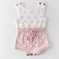 Knitted Baby Romper – Handmade Cotton Jumpsuit with Pompoms