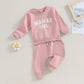 0-36M Baby Girl 2-Piece Outfit – Long Sleeve Letter Print Sweatshirt & Sweatpants