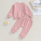 0-36M Baby Girl 2-Piece Outfit – Long Sleeve Letter Print Sweatshirt & Sweatpants