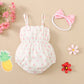 2PCS Baby Girl Romper Set – Allover Dots with Bowknot & Headband
