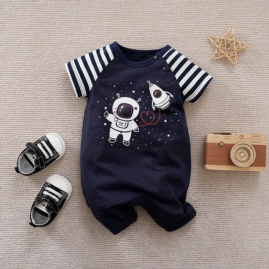 Summer Baby Bodysuit – Cute Navigator Print Cotton Short Sleeve Onesie