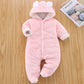 Winter Baby Romper – Hooded Ear Jumpsuit for Newborns with Long Sleeves
