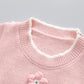 Spring Baby Girl Outfit – Knitted Vest, Bow Shirt & Jeans Set (1st Birthday)