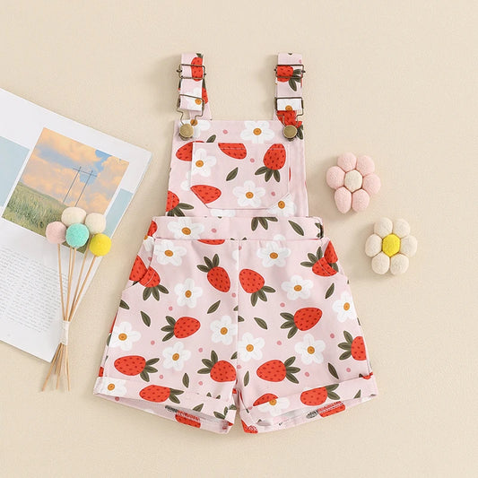 Kids' Overalls – 0-6Y Sleeveless Denim Jumpsuit with Prints