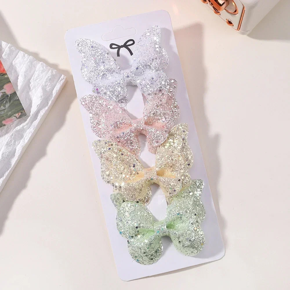 2-5Pcs Girls' Sequin Double Butterfly Hair Clips – Cute Bow Hairpins & Toddler Hair Accessories