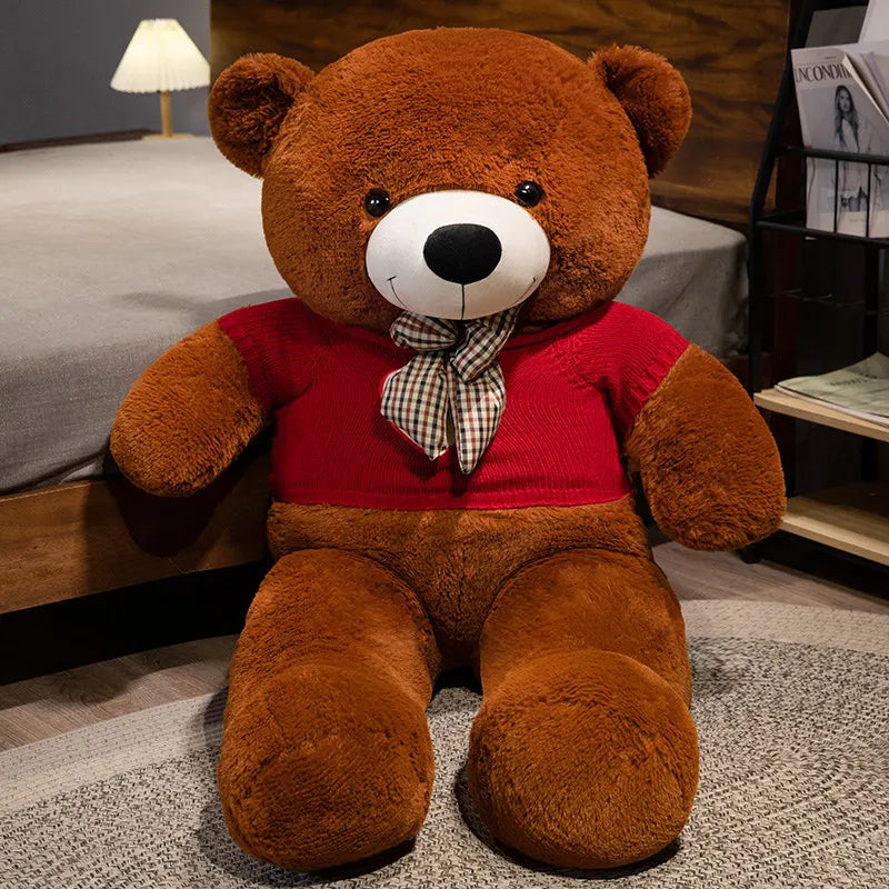Bow Bear Plush – Soft Stuffed Teddy in Sweater Gift