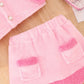Japanese-Korean Style Pink Fluffy Skirt Suit – Soft & Warm Outfit