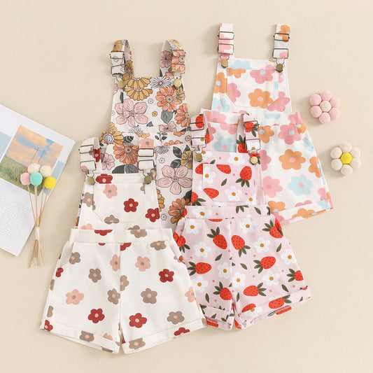 Kids' Overalls – 0-6Y Sleeveless Denim Jumpsuit with Prints