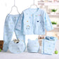 5PCS Newborn Baby Clothing Set – Cotton Top, Pants, Hat & Bibs (0-3M)