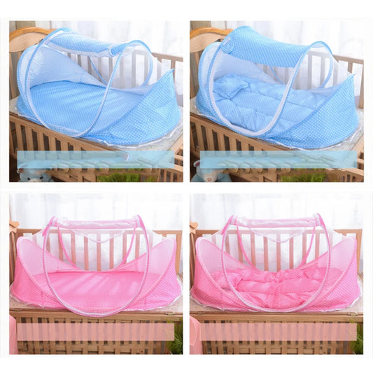 Portable Baby Bed with Folding Mosquito Net & Pillow – Newborn Cradle Mesh Tent