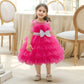 Sequin Bow Baby Girl Dress – Puffy Tulle Princess Ball Gown for Baptism & Parties