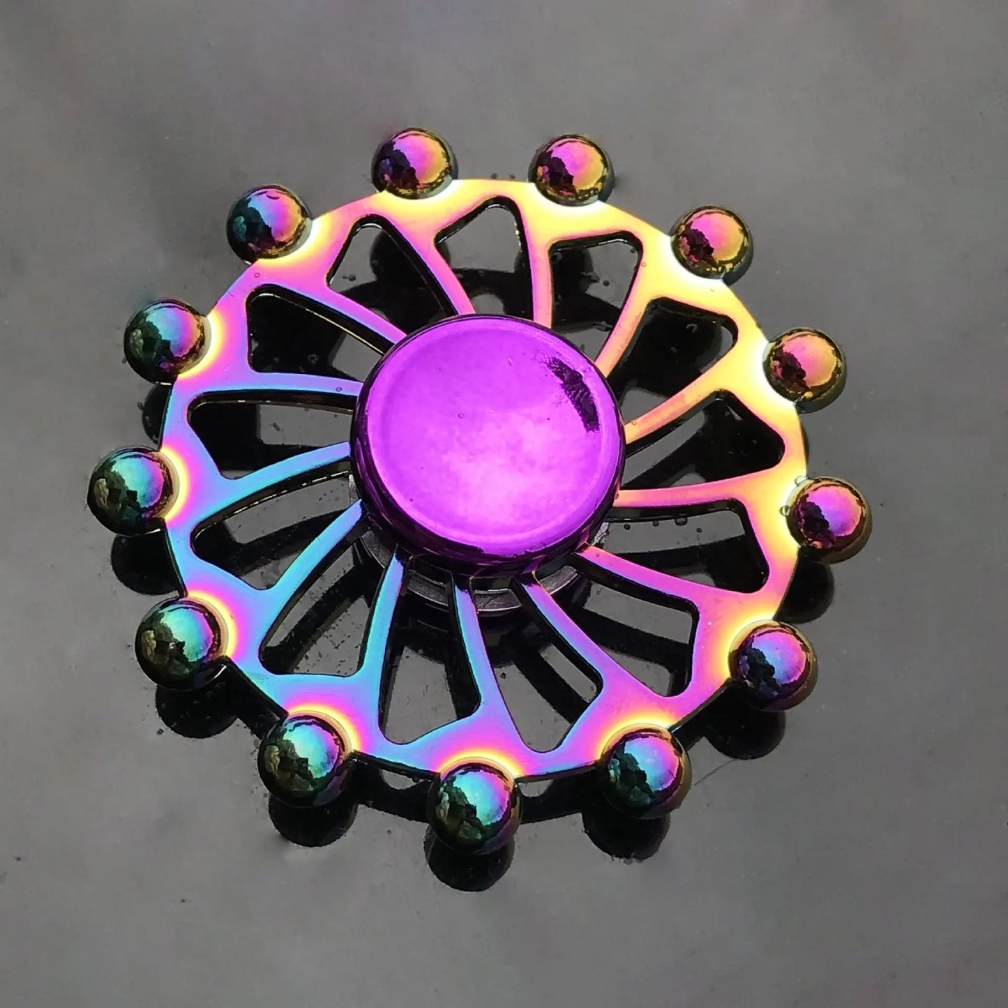 Rainbow Metal Fidget Spinner – High-Speed Stress Relief Toy