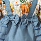 0-18M Baby Girl Bodysuit – Blue Bow Ruffle Outfit with Headband