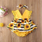 Baby Girl Summer Romper – Lace Floral Sleeve Jumpsuit with Headband (0-18M)