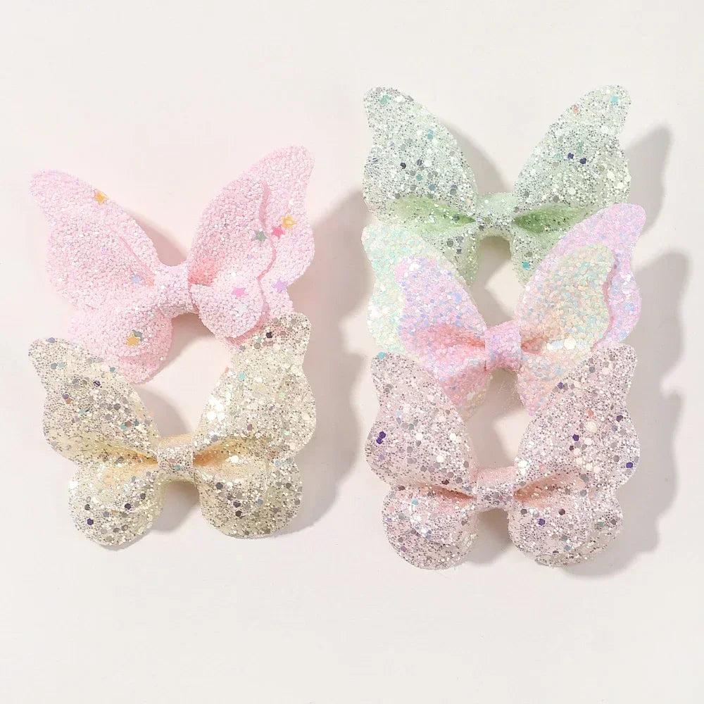 2-5Pcs Girls' Sequin Double Butterfly Hair Clips – Cute Bow Hairpins & Toddler Hair Accessories