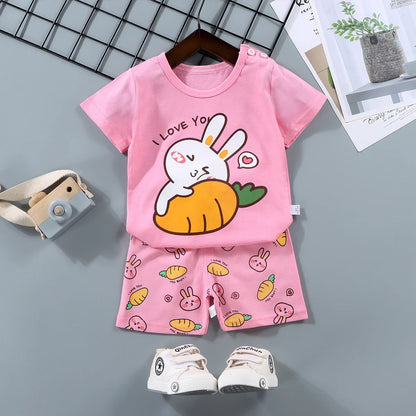 Kids' Summer Outfit – 100% Cotton T-Shirt & Shorts 2PCS Set