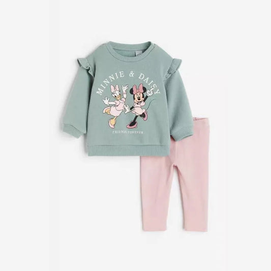 Minnie Girls 2-Piece Full Print Sweatshirt & Pants Set