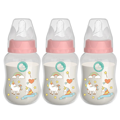 3PCS Baby Bottle Set – 150/240ML Wide-Mouth BPA-Free Newborn Milk Bottles