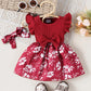 Floral Striped Bow Dress – Cute Baby Girl Outfit with Headscarf