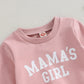 0-36M Baby Girl 2-Piece Outfit – Long Sleeve Letter Print Sweatshirt & Sweatpants