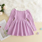 Winter Girls' Knitted Sweater Dress – Long Sleeve Ruffle Princess Outfit