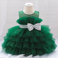 Sequin Bow Baby Girl Dress – Puffy Tulle Princess Ball Gown for Baptism & Parties