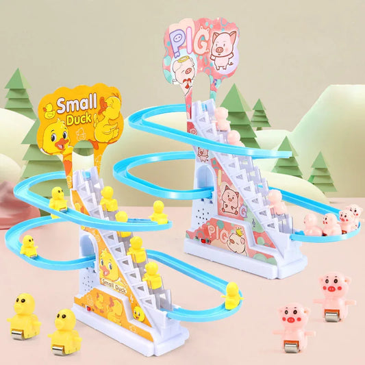 Electric Duck Race Track – LED Musical Climbing & Sliding Toy for Kids