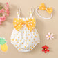 2PCS Baby Girl Romper Set – Allover Dots with Bowknot & Headband