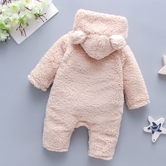 Baby Winter Romper – Warm Cotton Fleece Jumpsuit with Hood (0-24M)z